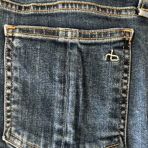 RAG & BONE | Paz 10 Inch High-Rise Crop Flare Jeans | Stretch Denim Raw Hem | 28